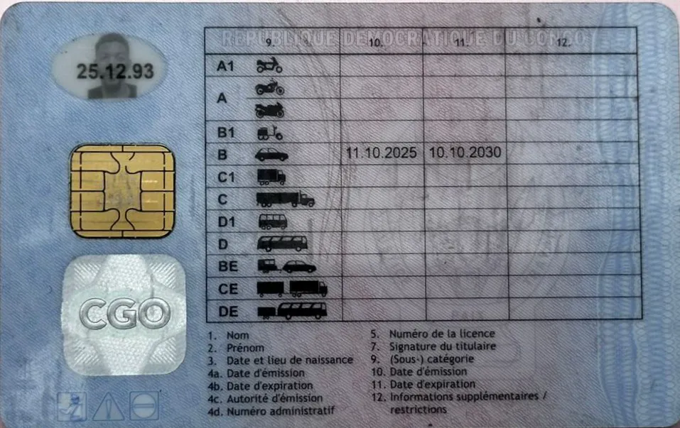 Permis de conduire — verso